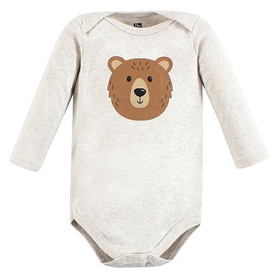Hudson Baby Infant Boy Cotton Long-Sleeve Bodysuits, Brown Bear 3-Pack