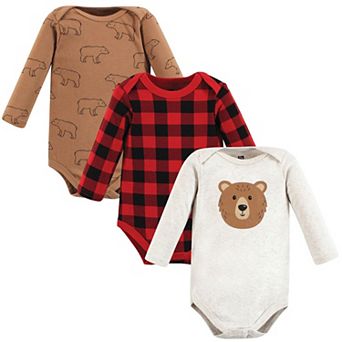 Hudson Baby Infant Boy Cotton Long-Sleeve Bodysuits, Brown Bear 3-Pack, Preemie