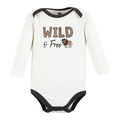 Hudson Baby Infant Boy Cotton Long-Sleeve Bodysuits, Wild Buffalo 7-Pack, Preemie