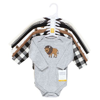 Hudson Baby Infant Boy Cotton Long-Sleeve Bodysuits, Wild Buffalo 7-Pack, Preemie