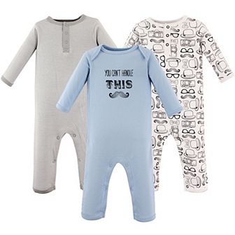 Hudson Baby Infant Boy Cotton Coveralls 3 pk Mustache