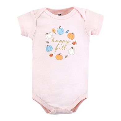 Hudson Baby Infant Girl Cotton Bodysuits, Happy Fall