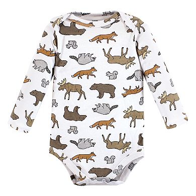 Hudson Baby Infant Boy Cotton Long-Sleeve Bodysuits, Animal Adventure 7-Pack