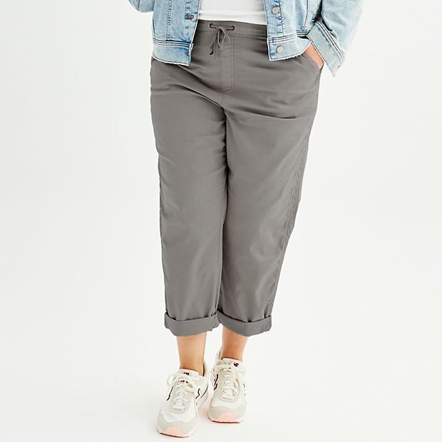 AVENUE | Women's Plus Size Cotton Roll Up Capri - sand - 18W