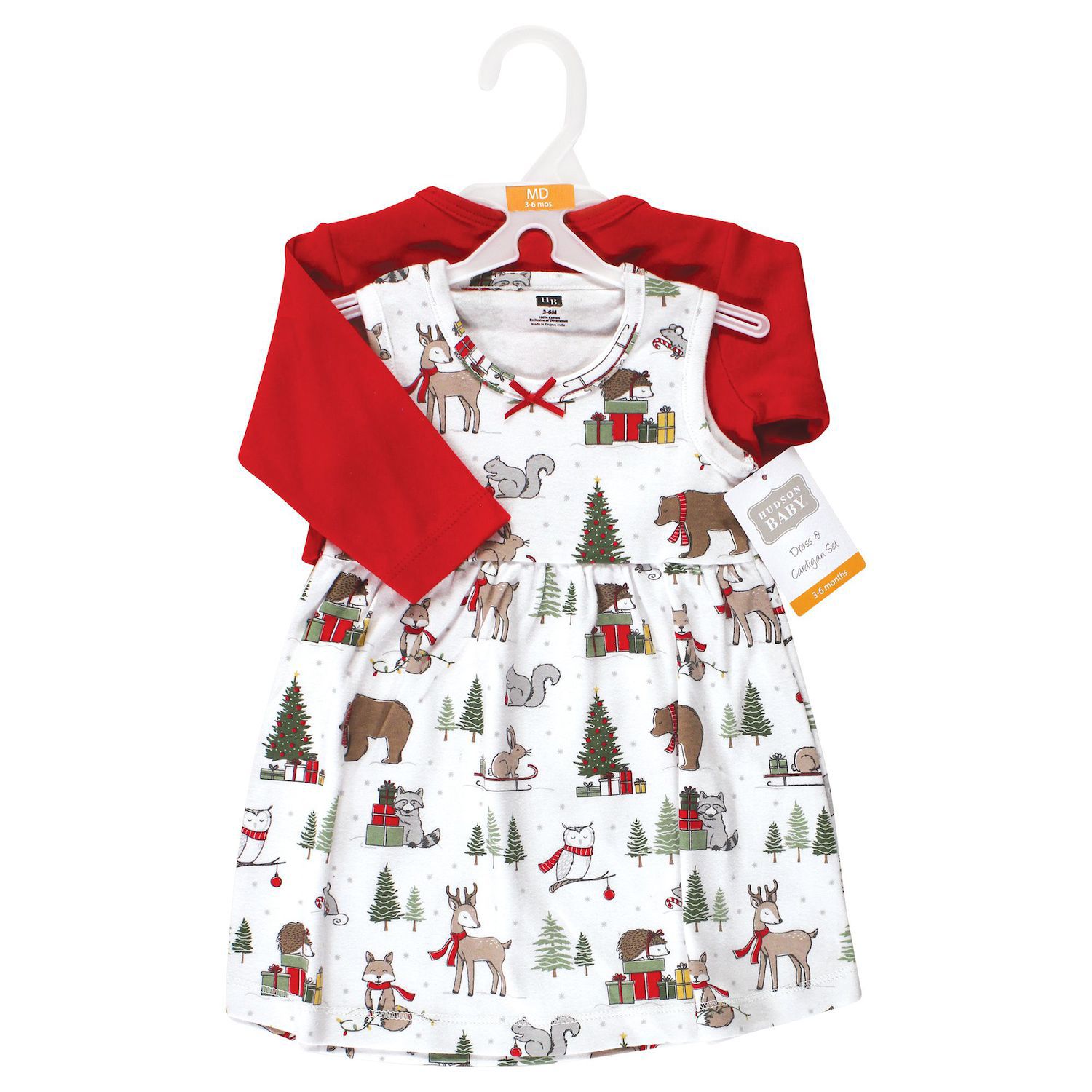 Hudson Baby Abitino In Cotone Per Neonata E Bambina - Maniche Corte, Cuori Rosso E Rosa, Taglia 5 Anni