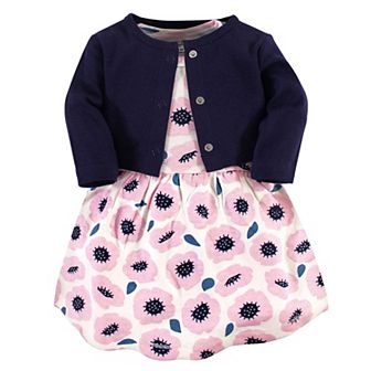 Touched by Nature Baby Girl Organic Cotton Dress and Cardigan Set - Blossoms 0-3 Months