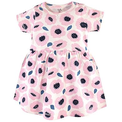 Touched by Nature Baby and Toddler Girl Organic Cotton Dress and Cardigan 2pc Set, Blossoms