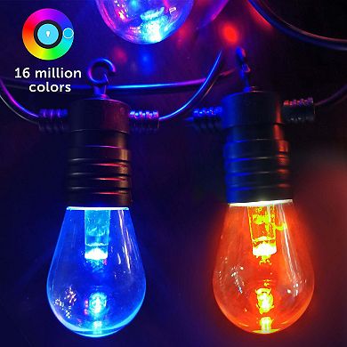 Smart Outdoor Patio Lights 48FT string length , 15 Smart RGB LED bulbs.