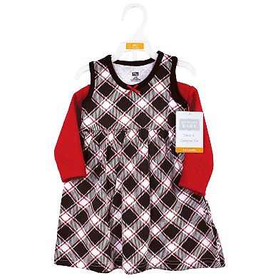 Hudson Baby Toddler and Baby Girl Quilted Cardigan and Dress, Black Red Plaid