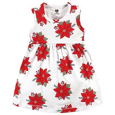 Hudson Baby Infant and Toddler Girl Cotton Dress and Cardigan Set, Poinsettia