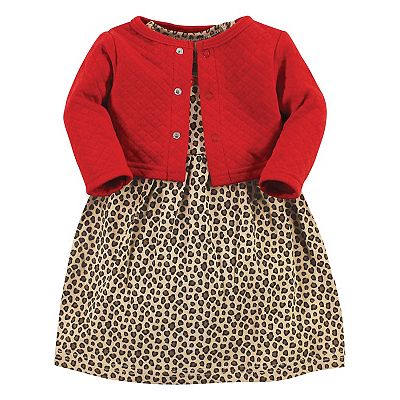 Hudson Baby Quilted Cardigan and Dress Leopard Red 18-24 Months