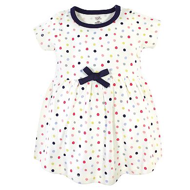 Touched by Nature Baby and Toddler Girl Organic Cotton Dress and Cardigan 2pc Set, Colorful Dot