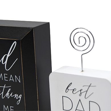 "Best Dad Ever" Clever Caption Box & Photo Clip Table Top Decor Set
