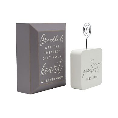 Grandkids Clever Caption & Photo Clip Table Top Decor Set