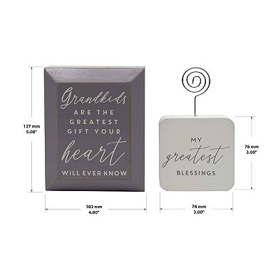 Grandkids Clever Caption & Photo Clip Table Top Decor Set