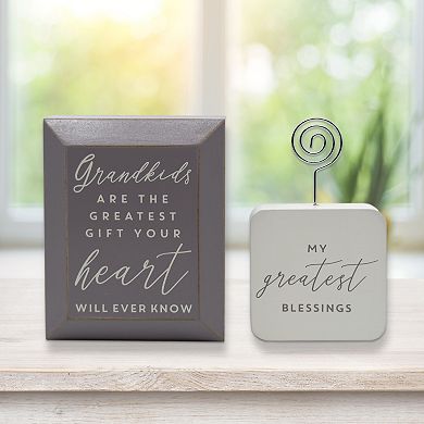 Grandkids Clever Caption & Photo Clip Table Top Decor Set