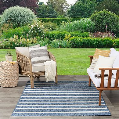 Nourison Positano Modern Stripes Flatweave Outdoor Rug