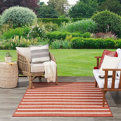 Nourison Positano Modern Stripes Flatweave Outdoor Rug