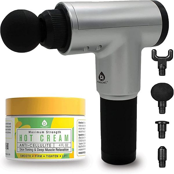 Pursonic Deep Tissue Professional Massage Gun & 4oz Anti Cellulite