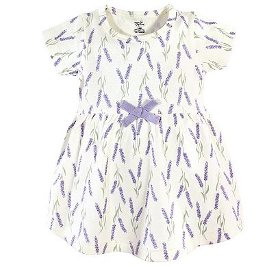 Touched by Nature Baby and Toddler Girl Organic Cotton Dress and Cardigan 2pc Set, Lavender