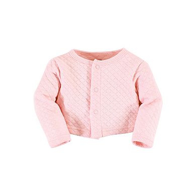 Hudson Baby Infant and Toddler Girl Quilted Cardigan and Dress, Dusty Rose Floral