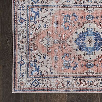 Nourison Fulton Bordered Medallion Non-slip Flatweave Indoor Rug