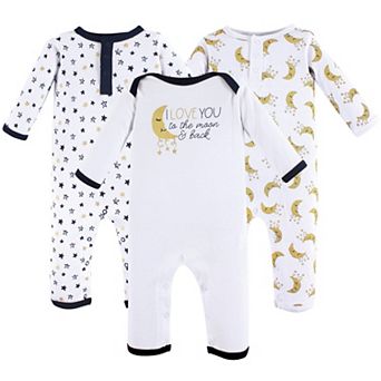 Yoga Sprout Baby Cotton Coveralls 3 pk Metallic Moon