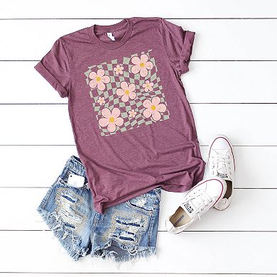 Simply Sage Market Wavy Checkered Flowers Short Sleeve Tee