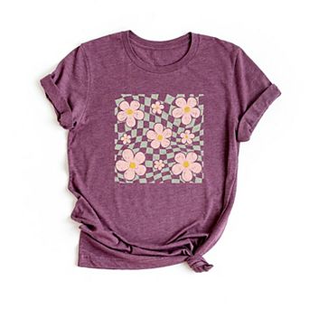 Simply Sage Market Wavy Checkered Flowers Short Sleeve Tee