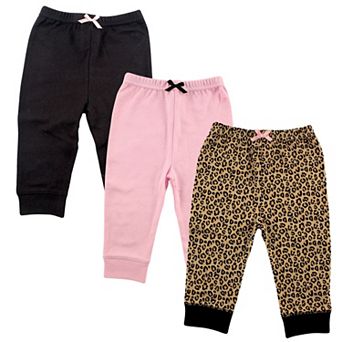 Luvable Friends Baby and Toddler Girl Cotton Pants 3 pk Leopard
