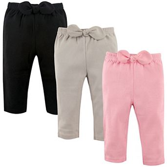 Hudson Baby Infant and Toddler Girl Cotton Pants 3 pk Light Pink Black