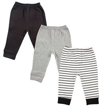 Luvable Friends Baby and Toddler Boy Cotton Pants 3 pk Black Stripe, 5T