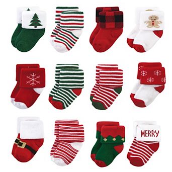 Hudson Baby Unisex Baby Cotton Rich Newborn and Terry Socks, 12 Days Of Christmas