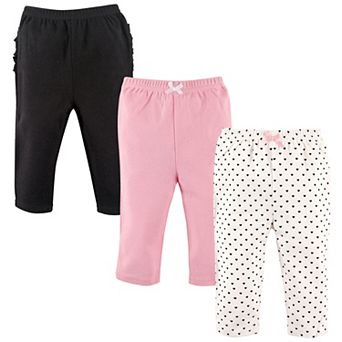 Hudson Baby Infant and Toddler Girl Cotton Pants 3 pk Black Hearts