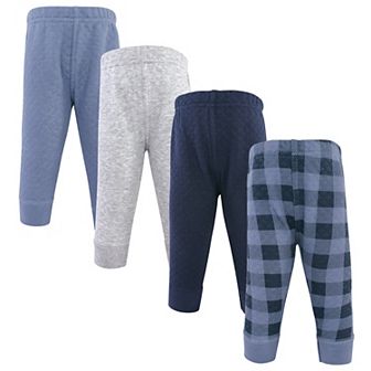 Hudson Baby Infant and Toddler Boy Quilted Jogger Pants 4 pk Navy Plaid