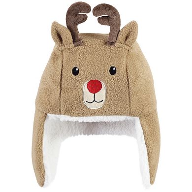 Hudson Baby Infant Boy Trapper Hat, Mitten and Bootie Set, Reindeer