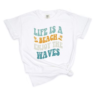 Enjoy The Waves Distressed Garment Dyed Tees