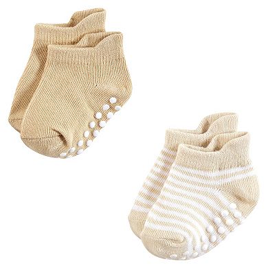 Hudson Baby Infant Boy Non-Skid No-Show Socks, Blue Tan