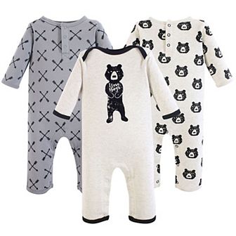 Yoga Sprout Baby Boy Cotton Coveralls 3 pk Bear Hugs, 9-12 Months