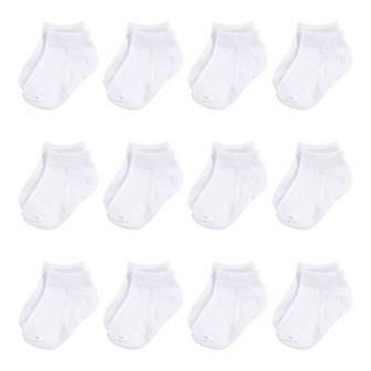 Hudson Baby Infant Unisex Cotton Rich Newborn and Terry Socks, White No-Show