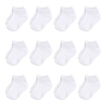 Hudson Baby Infant Unisex Cotton Rich Newborn and Terry Socks, White No-Show
