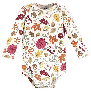 Hudson Baby Infant Girl Cotton Long-Sleeve Bodysuits, Fall Squirrel 3-Pack