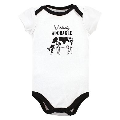 Hudson Baby Infant Girl Cotton Bodysuits, Udderly Adorable