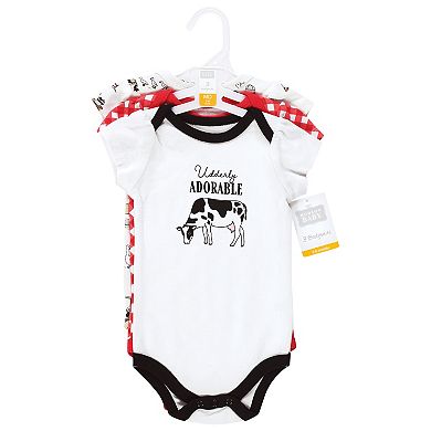 Hudson Baby Infant Girl Cotton Bodysuits, Udderly Adorable
