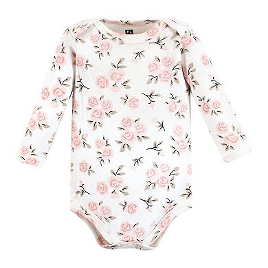 Hudson Baby Infant Girl Cotton Long-Sleeve Bodysuits, Cinnamon Pink Prints 7-Pack, 3-6 Months