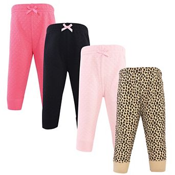 Hudson Baby Infant and Toddler Girl Quilted Jogger Pants 4 pk Leopard