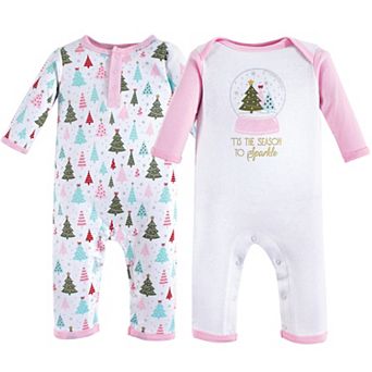 Hudson Baby Infant Girl Cotton Coveralls 2 pk Sparkle Trees