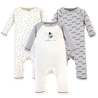 Touched by Nature Baby Boy Organic Cotton Coveralls 3 pk Mr. Moon, 3-6 Months