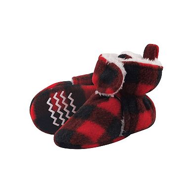 Hudson Baby Unisex Baby Trapper Hat, Mitten and Bootie Set, Black Red Plaid