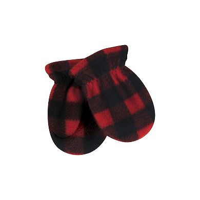 Hudson Baby Unisex Baby Trapper Hat, Mitten and Bootie Set, Black Red Plaid, 18-24 Months